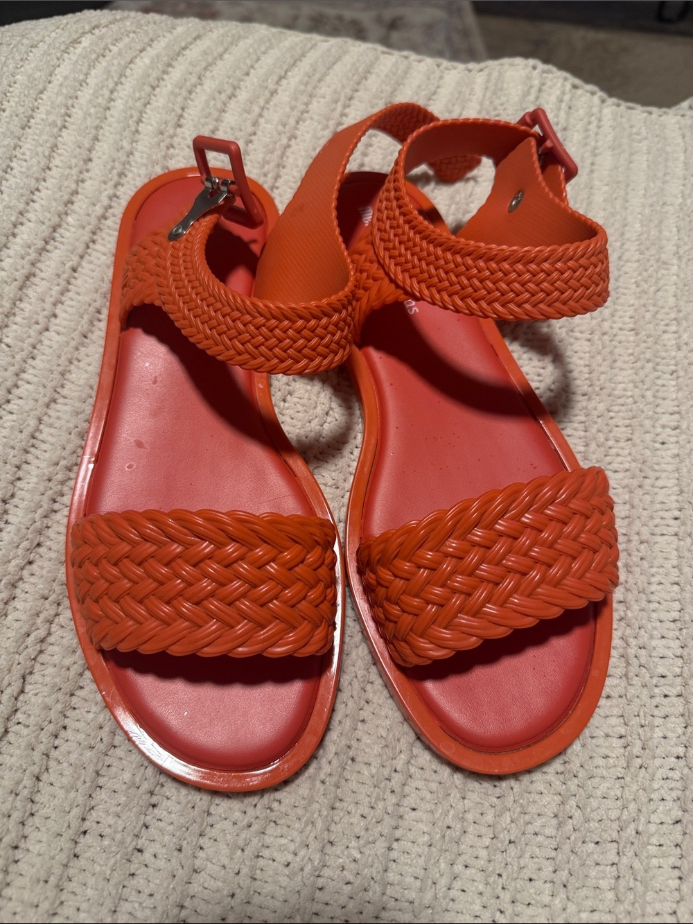 Melissa Salinas Braided Ankle-Strap Sandals in Orange